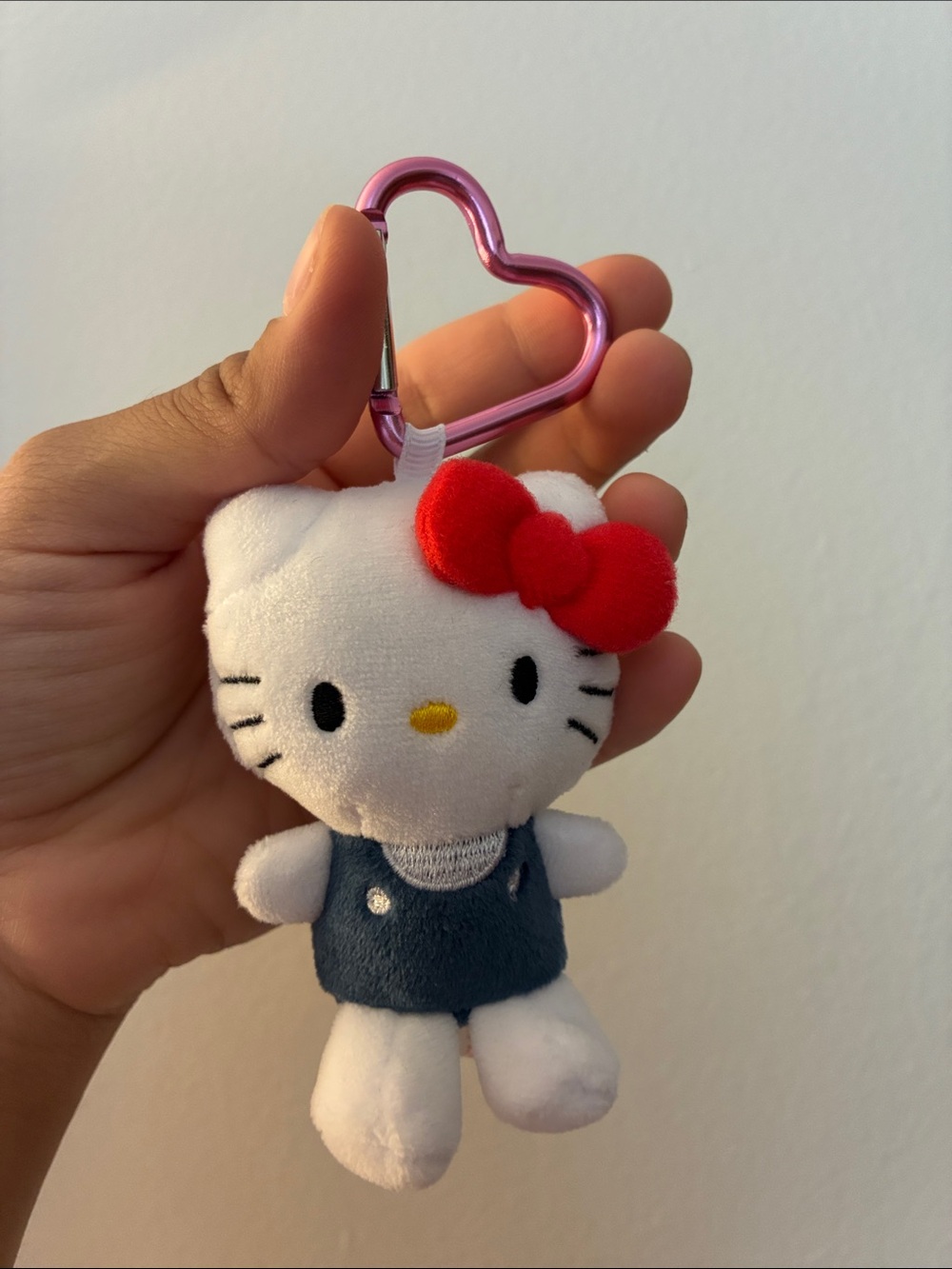 5/$25 Hello Kitty White Plush Keychain with Red Bow and Pink Heart Carabiner